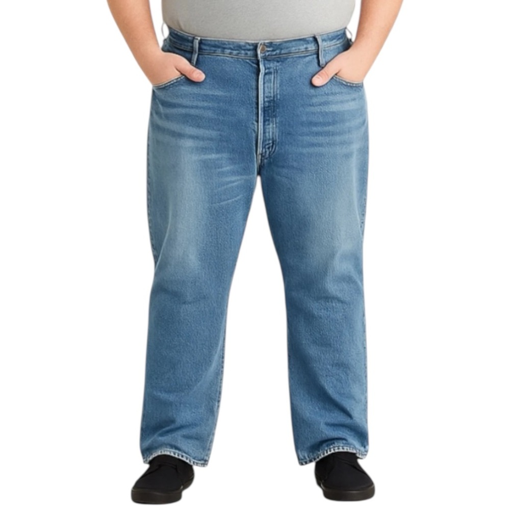 Levis 501 Button Fly Jeans Mens W44 L32 Blue Denim Straight Leg Classic Med Wash